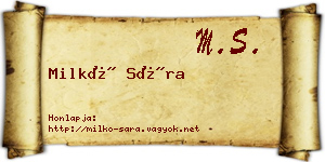 Milkó Sára névjegykártya